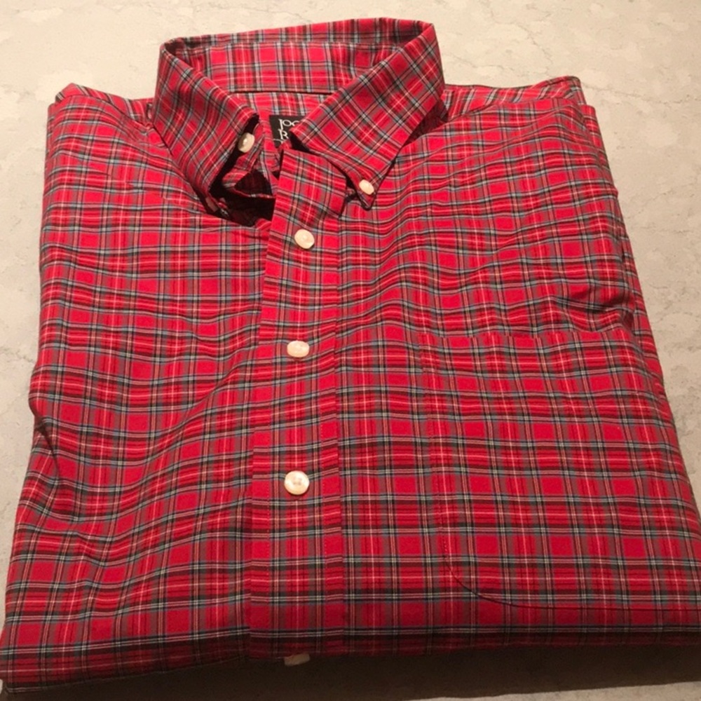 Jos A Bank men’s long sleeve shirt red. Large.